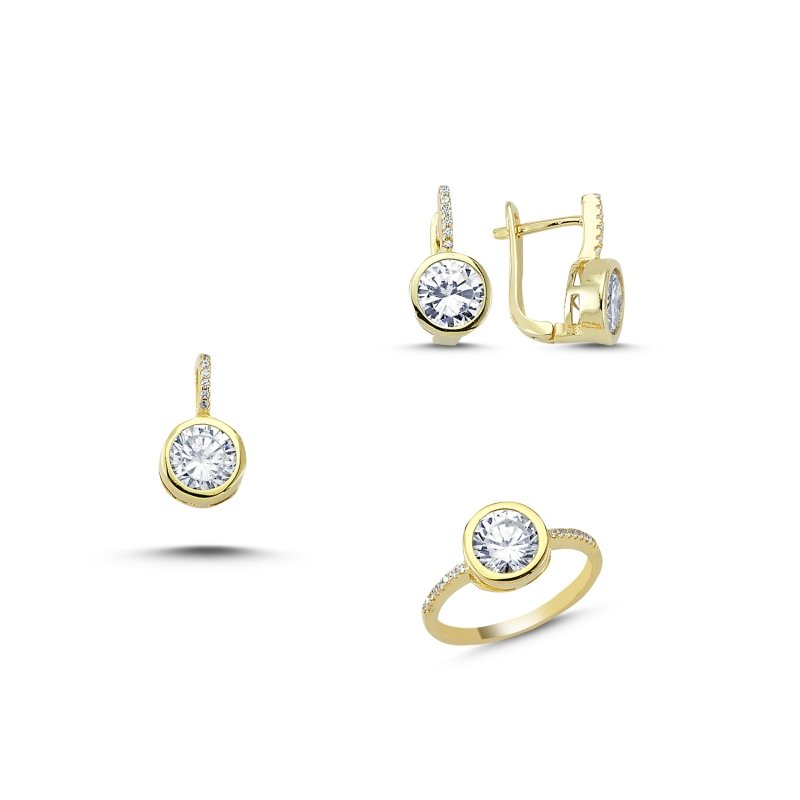 CZ Gold Plated Solitaire Set - S83499