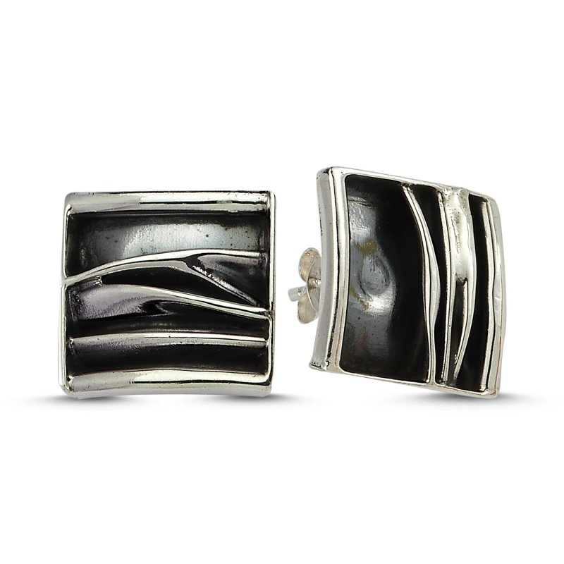 Bark Square Stud Earrings - E83541