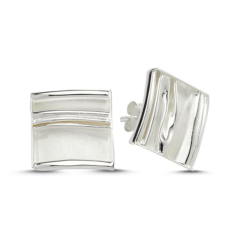 Bark Square Stud Earrings - E83545