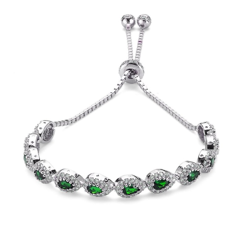 Drop CZ Adjustable Sliding Bracelet - B83587