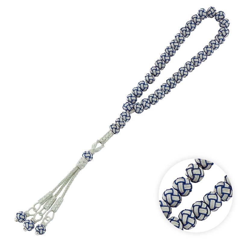 8mm Navy Blue Kazaz Hand Knitted Tasbih Prayer Beads - T83595