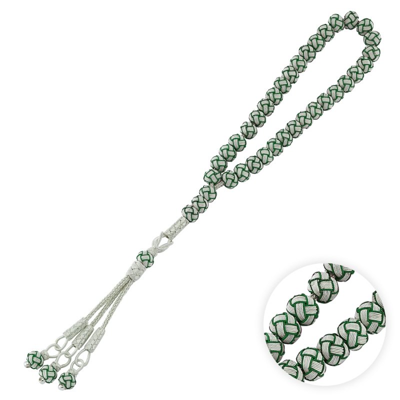 8mm Green Kazaz Hand Knitted Tasbih Prayer Beads - T83597