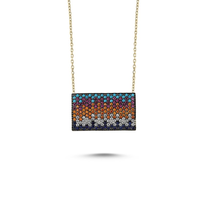 Mix CZ Rectangle Necklace - N83668
