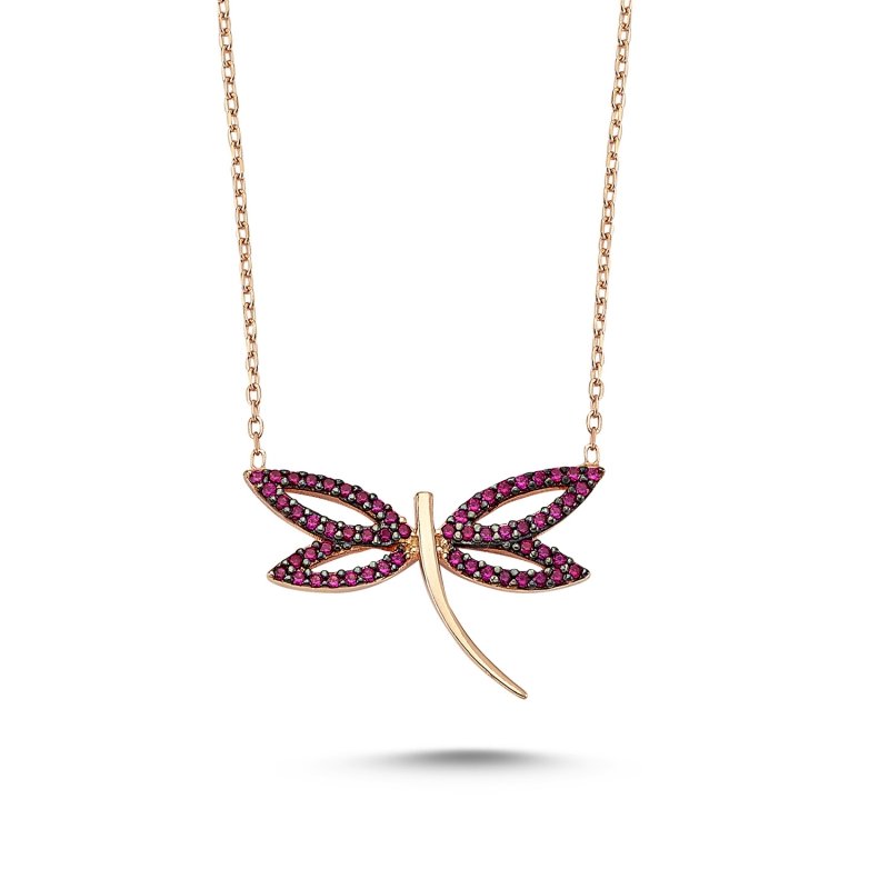 Ruby CZ Dragonfly Necklace - N83693
