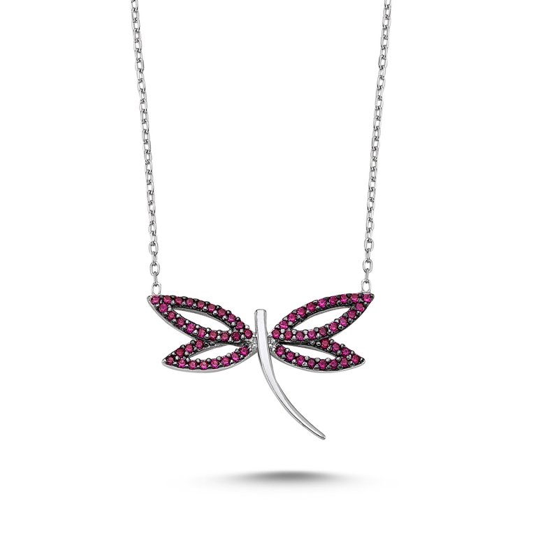 Ruby CZ Dragonfly Necklace - N83693
