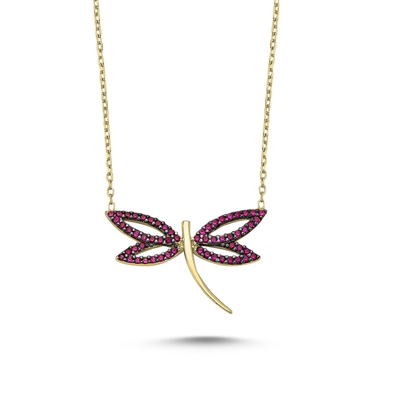 Ruby CZ Dragonfly Necklace - N83693