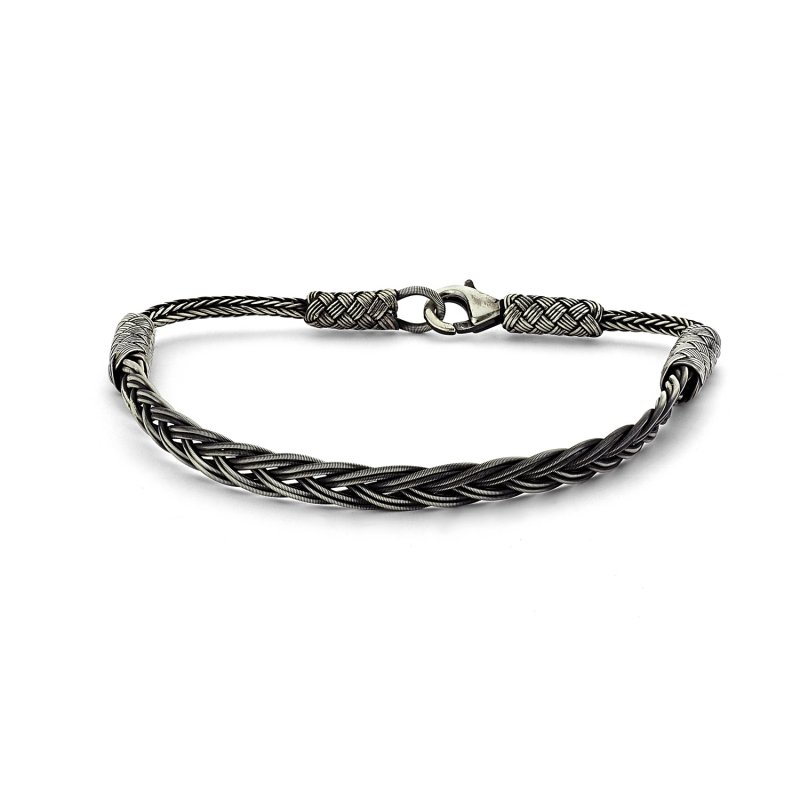 Oxidised Kazaz Hand Knitted Bracelet - B83715