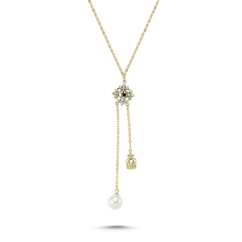 Pearl & CZ Crown Necklace (70cm / 27.5") - N83727
