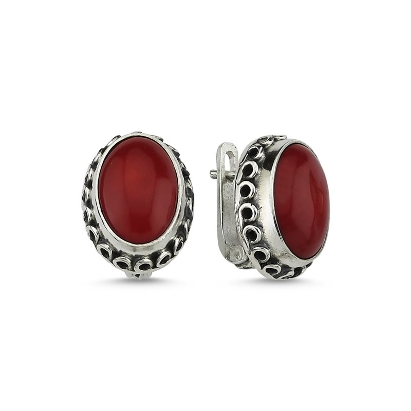 Coral Stone Handmade Earrings - E83884