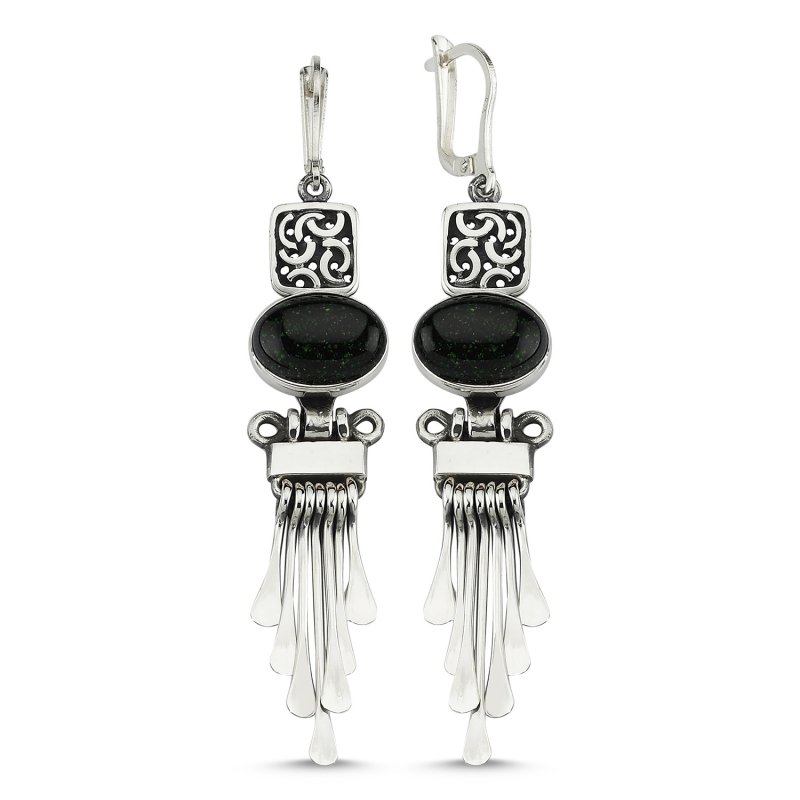 Green Goldstone Handmade Earrings - E83922