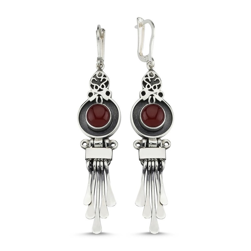 Red Agate Handmade Earrings - E83934