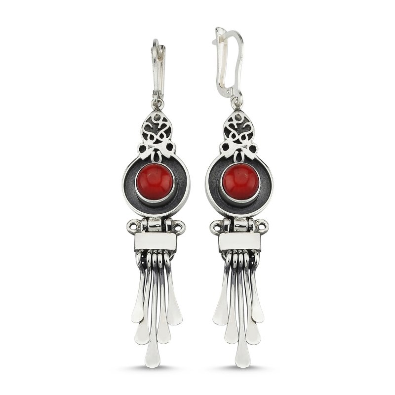 Coral Stone Handmade Earrings - E83935