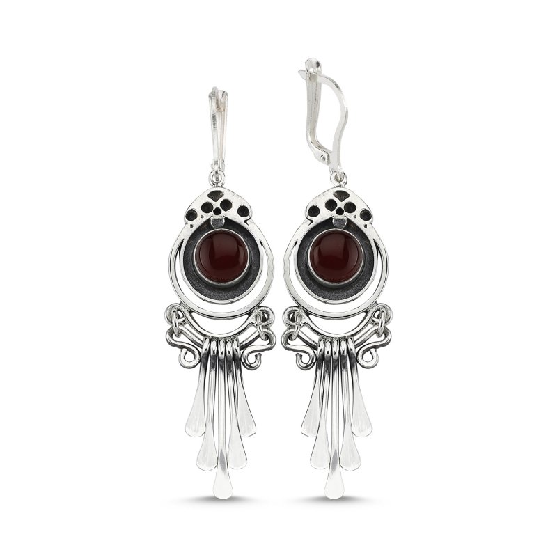 Red Agate Handmade Earrings - E83943