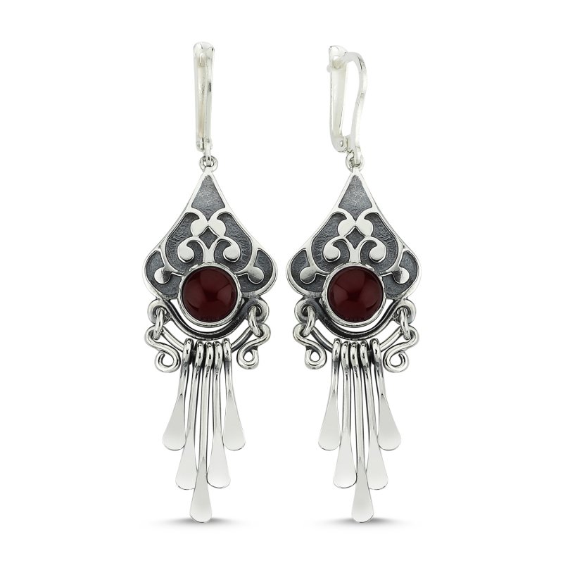 Red Agate Handmade Earrings - E83950