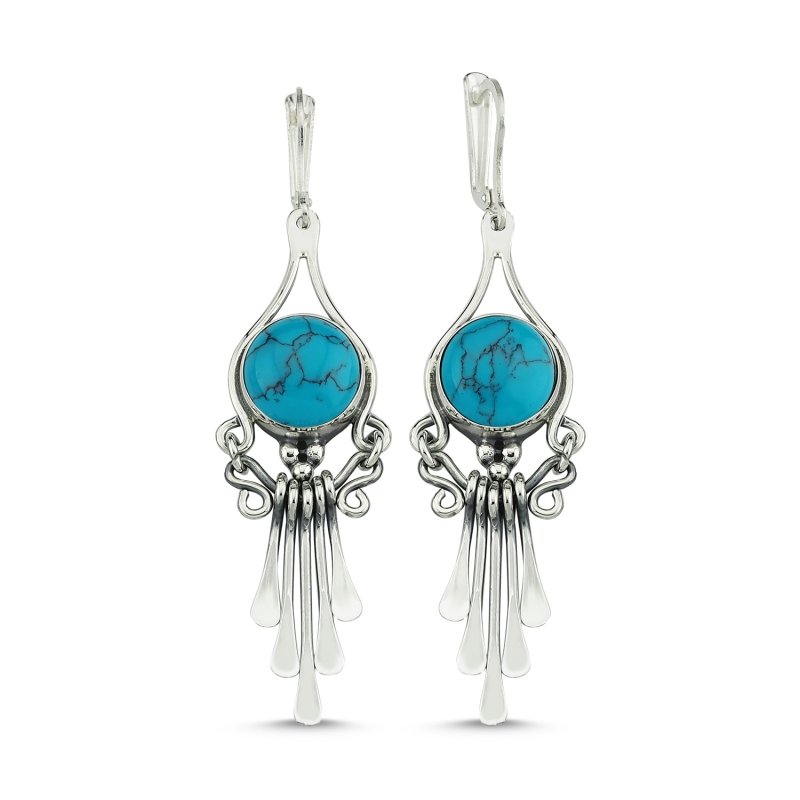 Turquoise Stone Handmade Earrings - E83956