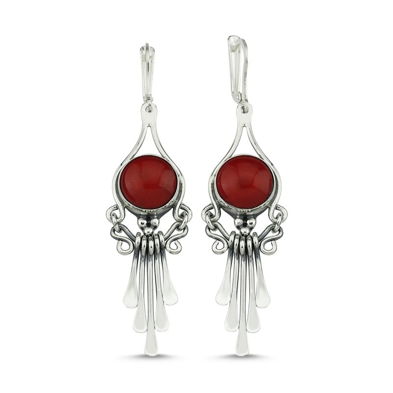Coral Stone Handmade Earrings - E83958