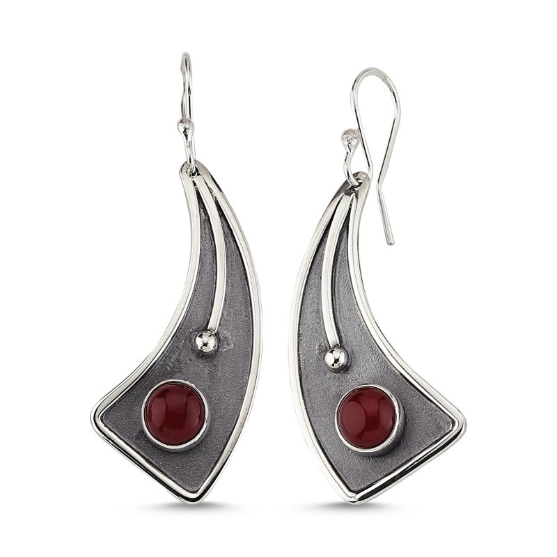 Red Agate Handmade Earrings - E84042
