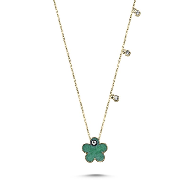 CZ & Enamel Daisy Necklace - N84068