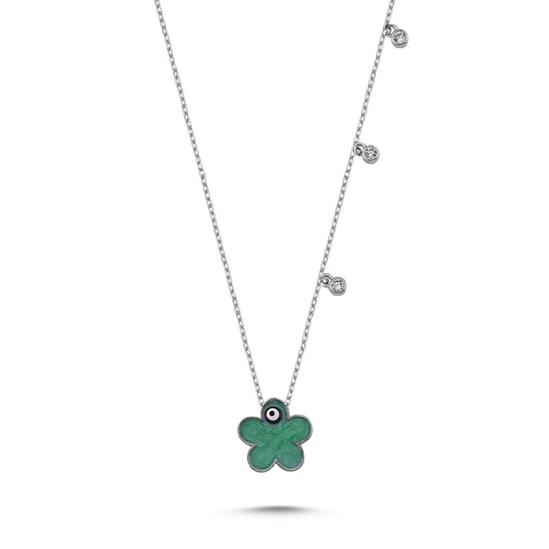 CZ & Enamel Daisy Necklace - N84068