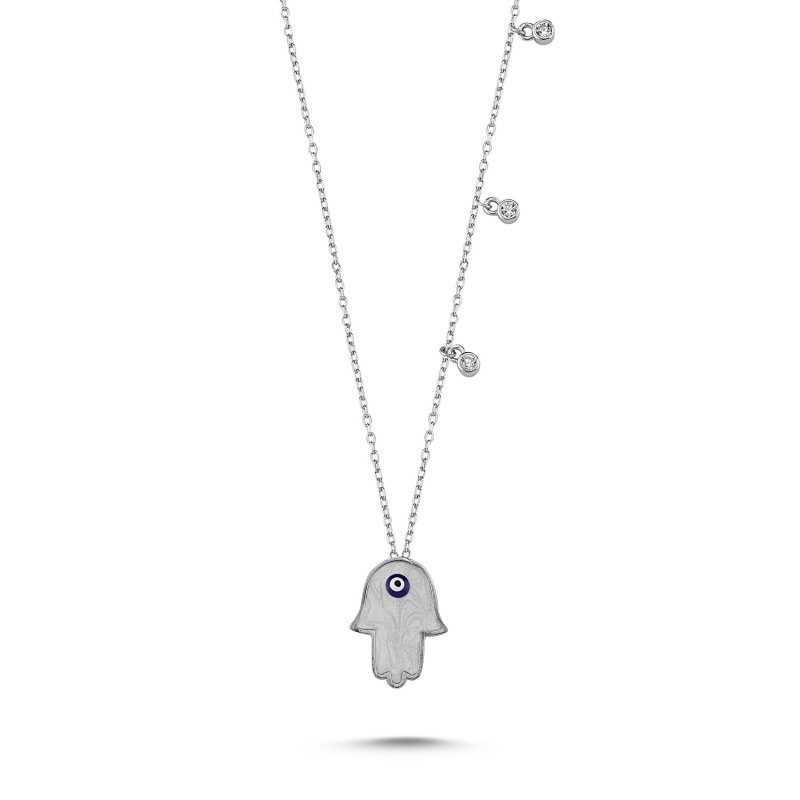 CZ & Enamel Hamsa Necklace - N84069