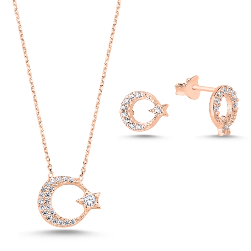 CZ Star And Crescent Set - S84182