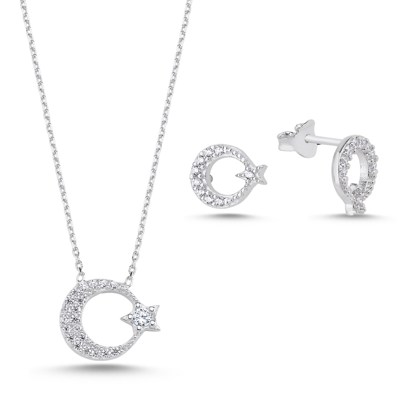 CZ Star And Crescent Set - S84182