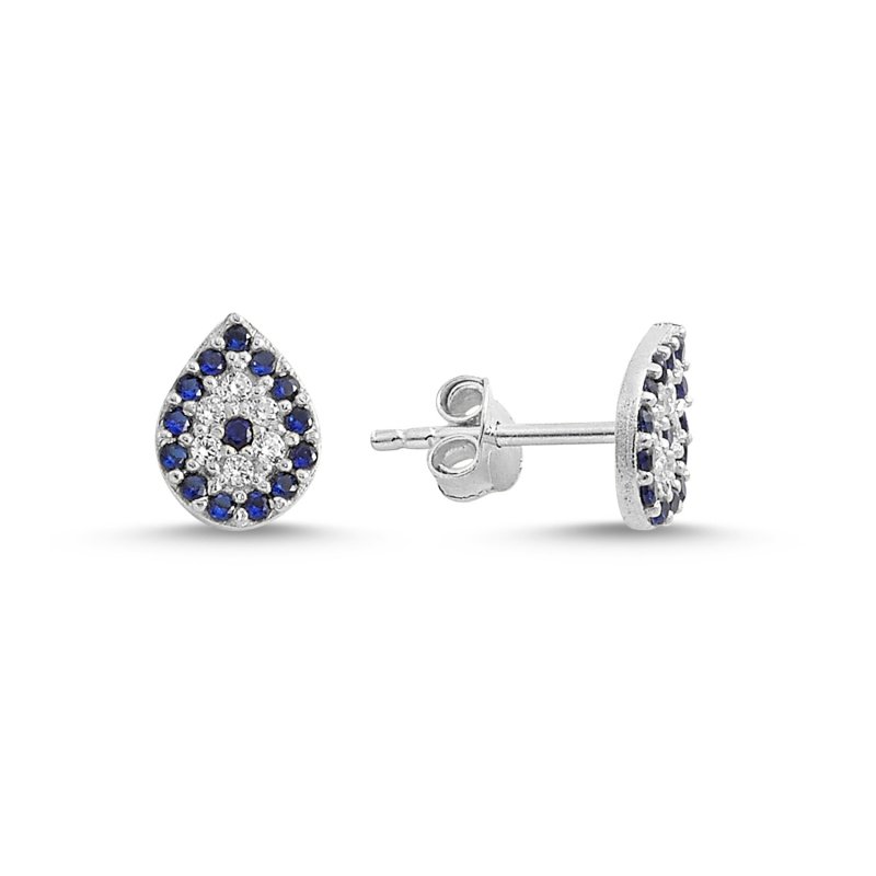 Drop Evil Eye CZ Stud Earrings - E84207