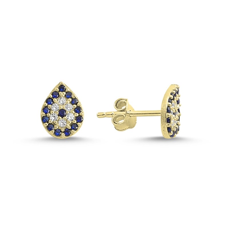 Drop Evil Eye CZ Stud Earrings - E84207