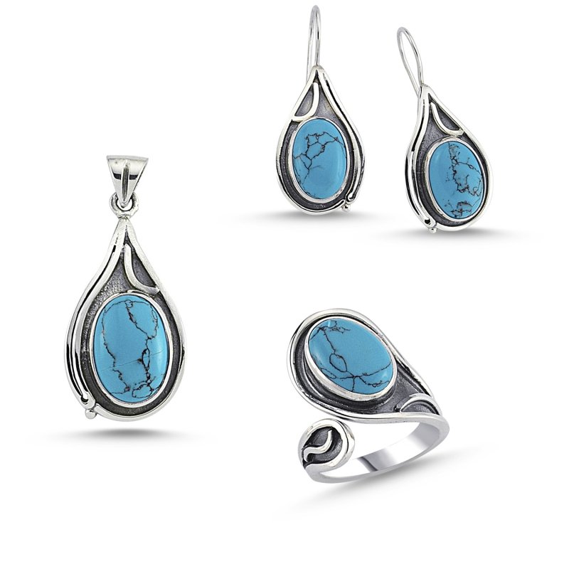 Turquoise Stone Handmade Set - S84210