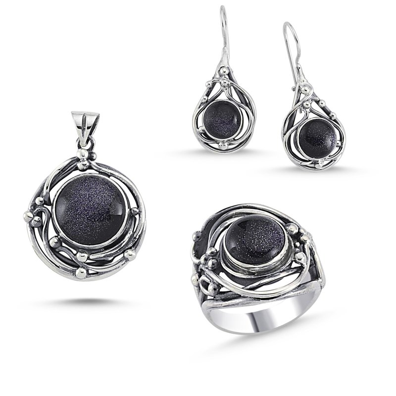 Blue Goldstone Handmade Set - S84256
