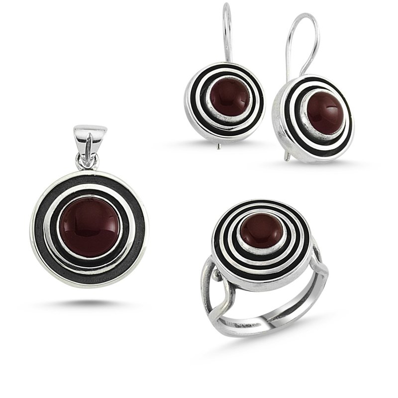 Red Agate Handmade Set - S84282