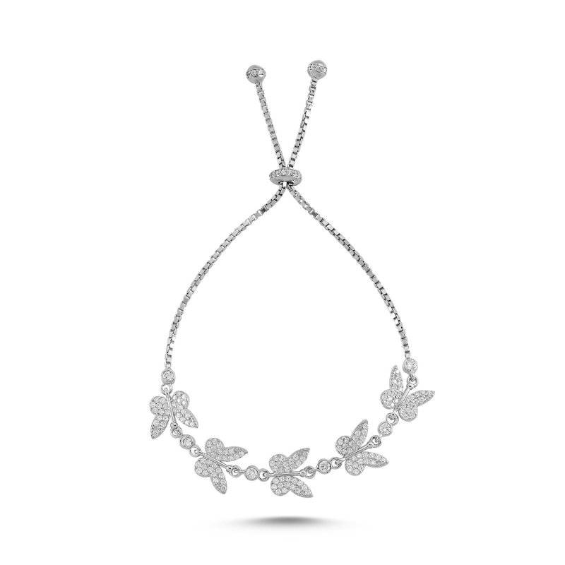 CZ Butterfly Adjustable Sliding Bracelet - B84288
