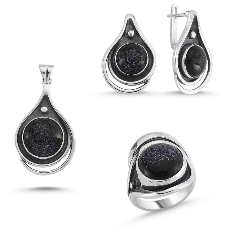 Blue Goldstone Handmade Set - S84394