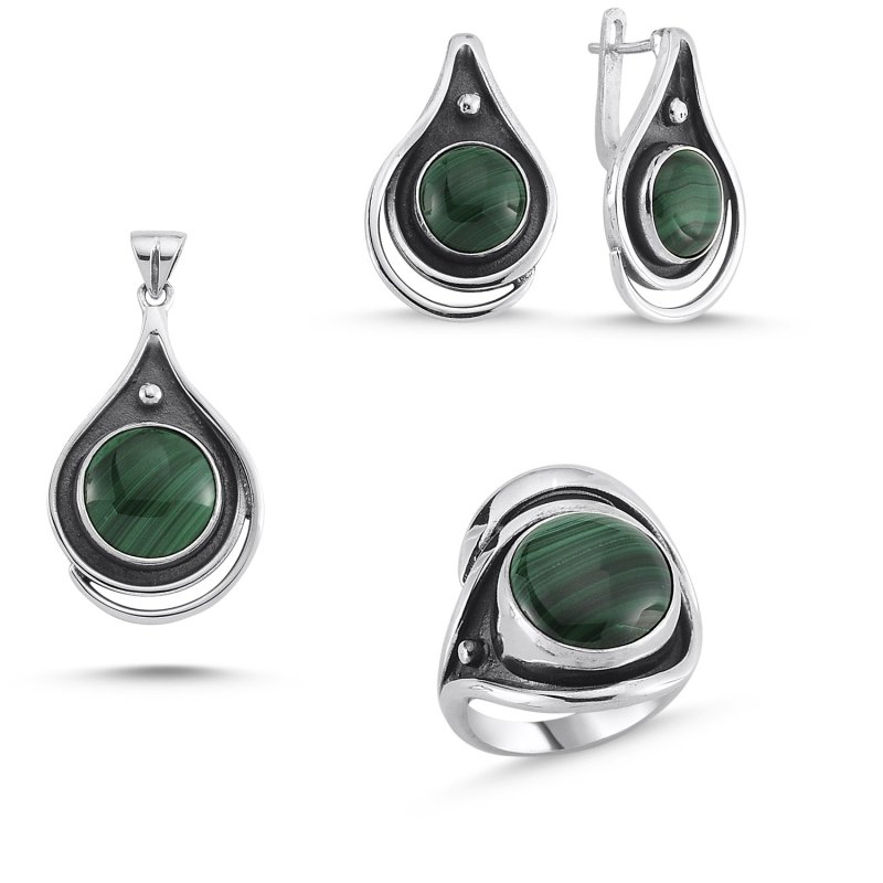 Malachite Stone Handmade Set - S84396