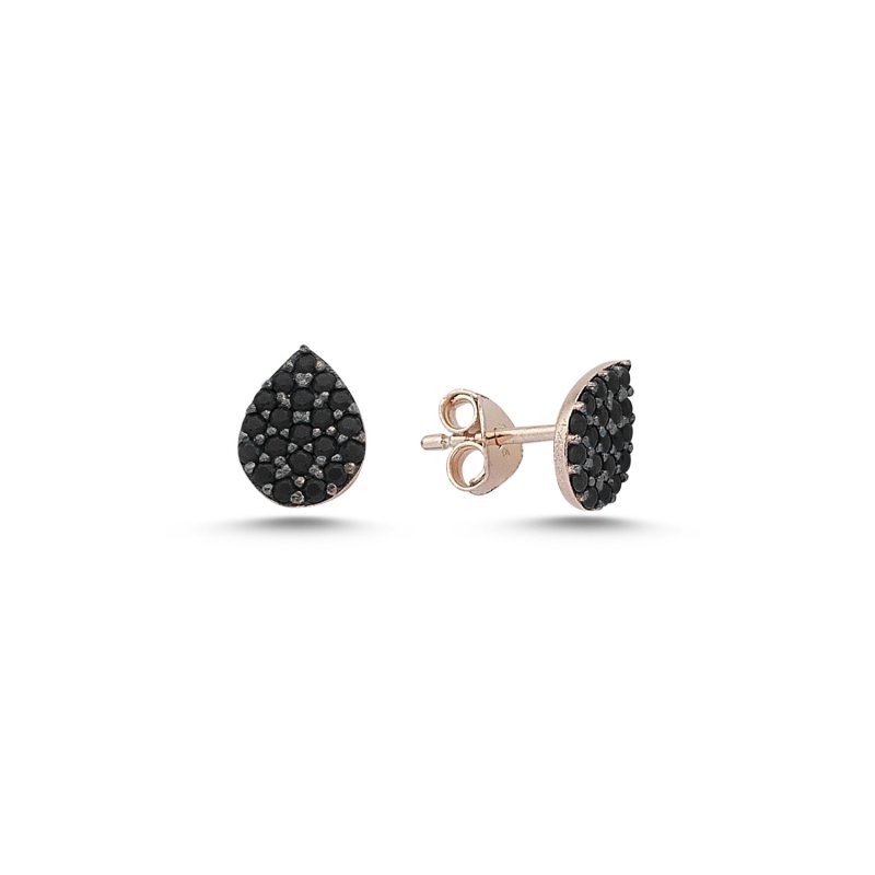 Drop Black CZ Stud Earrings - E84440
