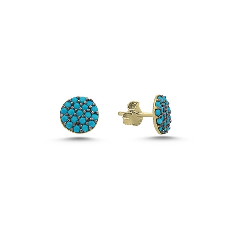 Round Nano Turquoise Stud Earrings - E84441