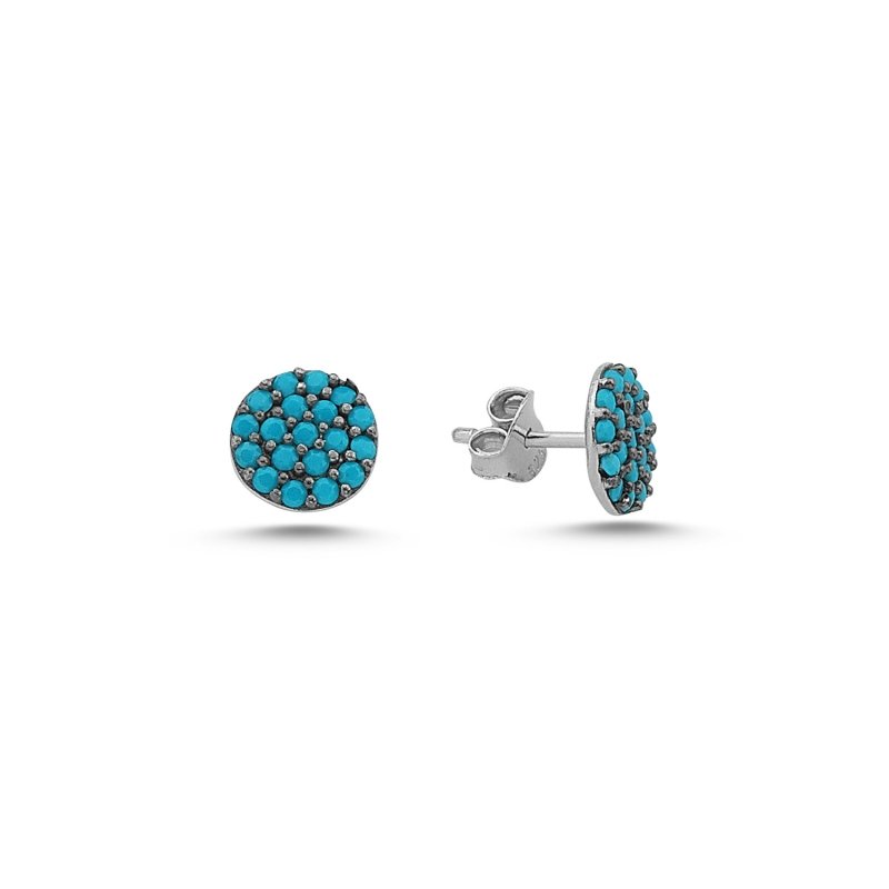 Round Nano Turquoise Stud Earrings - E84441