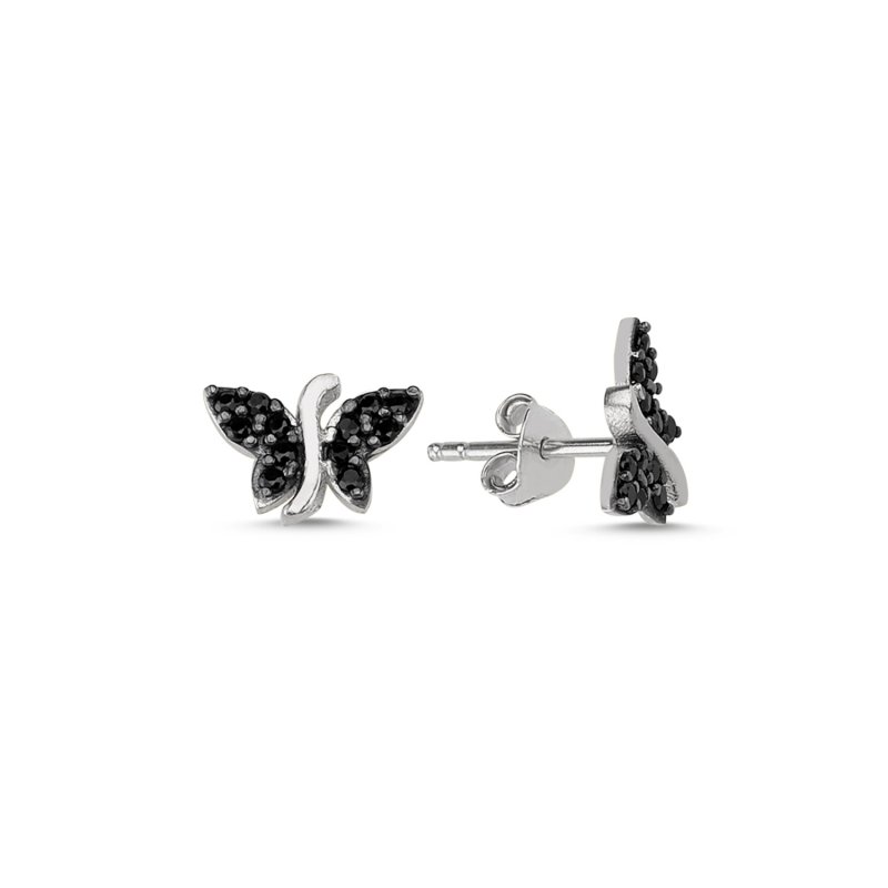 Butterfly Black CZ Stud Earrings - E84446