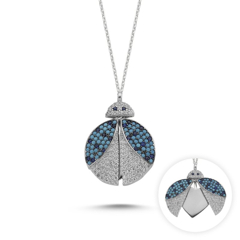 CZ Movable Wings Ladybug Necklace - N84465