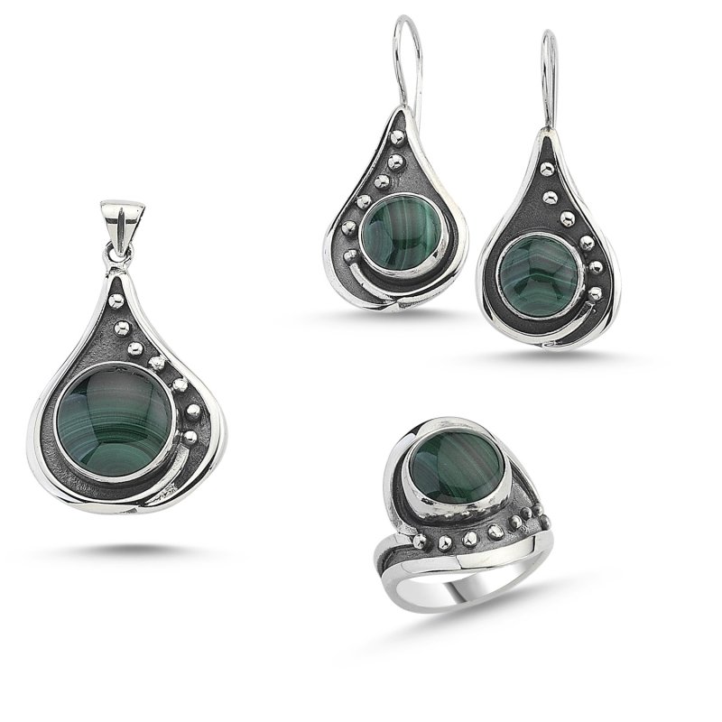 Malachite Stone Handmade Set - S84481