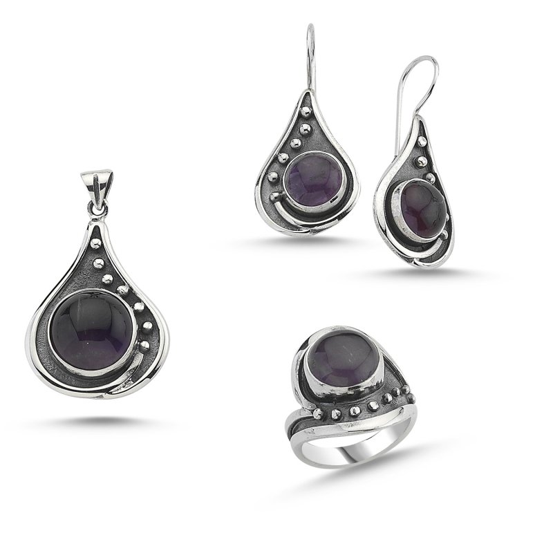 Amethyst Stone Handmade Set - S84486