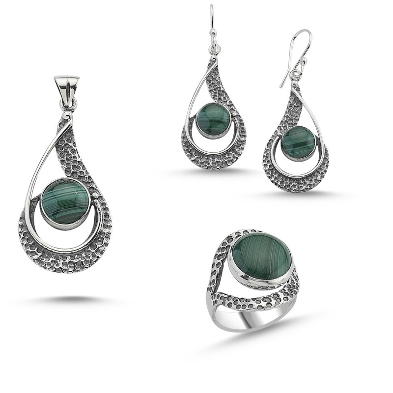 Malachite Stone Handmade Set - S84493