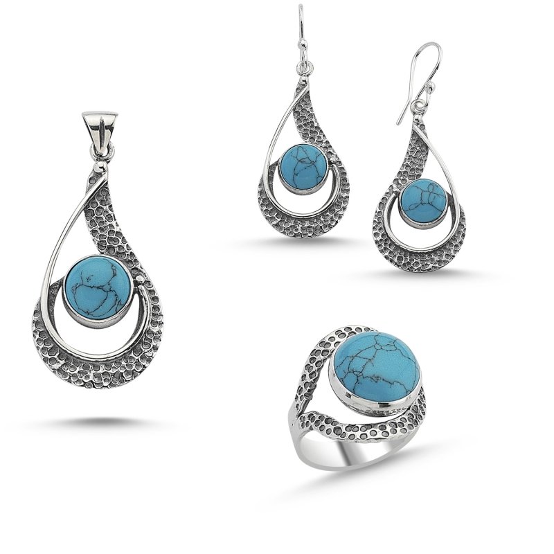 Turquoise Stone Handmade Set - S84497