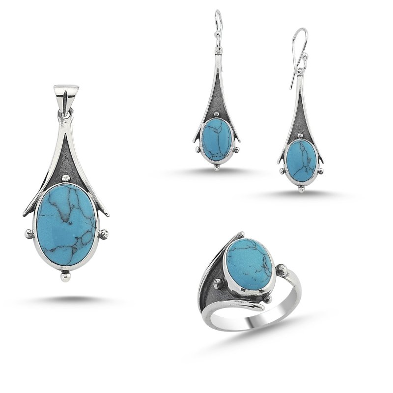 Turquoise Stone Handmade Set - S84536
