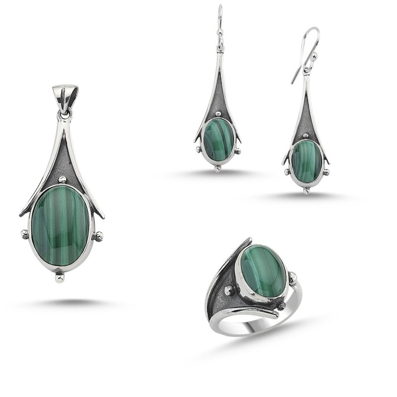 Malachite Stone Handmade Set - S84538