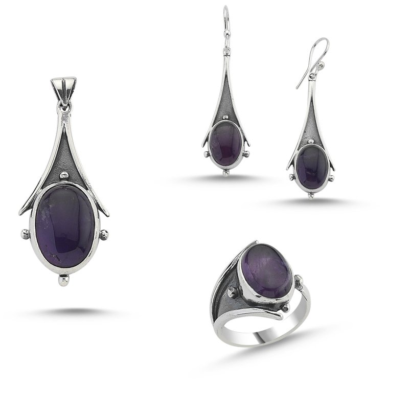 Amethyst Stone Handmade Set - S84544