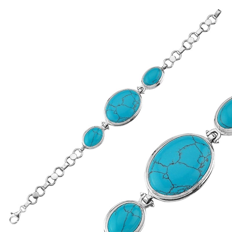 Turquoise Stone Handmade Bracelet - B84625
