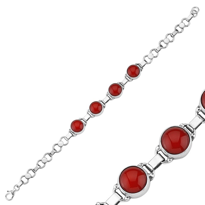 Coral Stone Handmade Bracelet - B84632