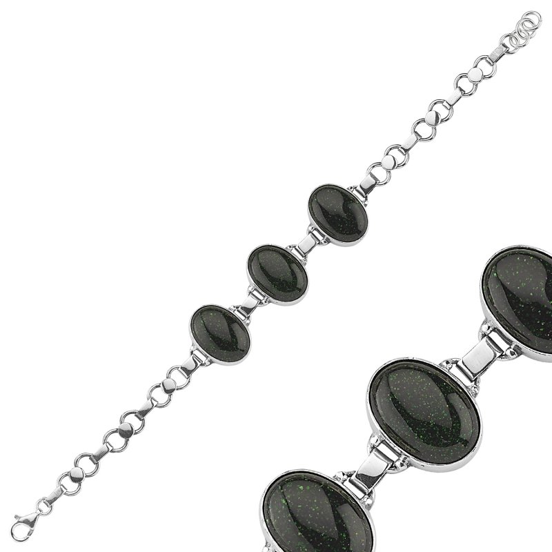 Green Goldstone Handmade Bracelet - B84635