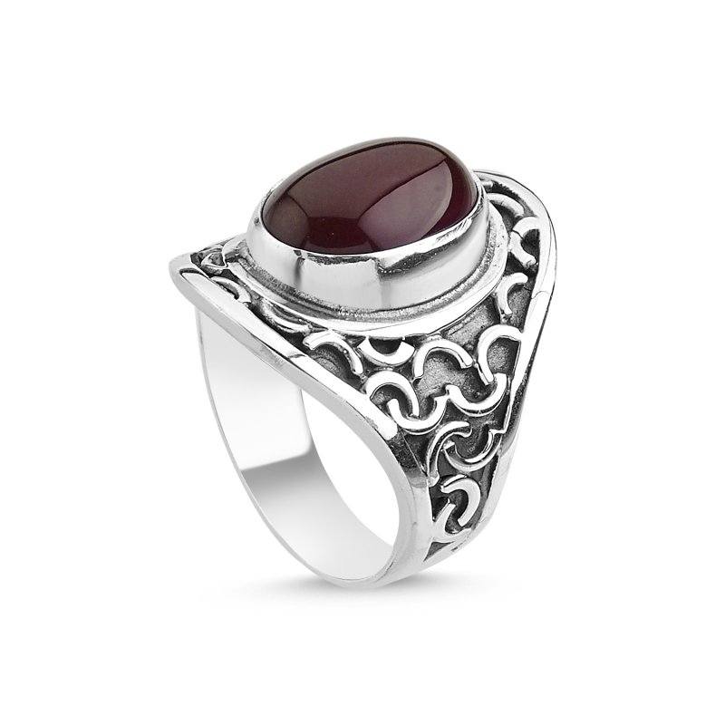 Red Agate Handmade Ring - R84688